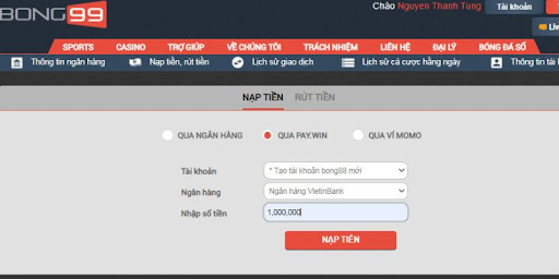 Nạp rút Bong99
